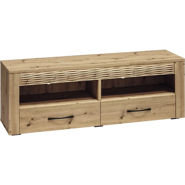 TV Lowboard 150 cm breit mit LED Beleuchtung ARTA-131 in Artisan Eiche Nb, B/H/T: ca. 150/52/40 cm