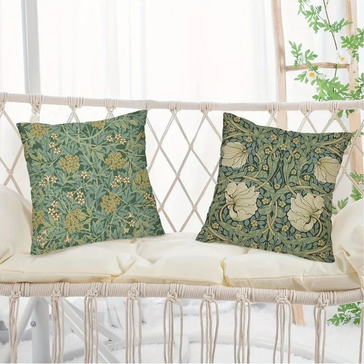 Diwzbyn Kissenbezüge 4er-Set dekorativer Kissenbezüge mit Vintage-Blumenmuster, (4 Stück), 45 × 45 cm, geeignet für Wohnzimmer und Außenbereiche – Bild 3