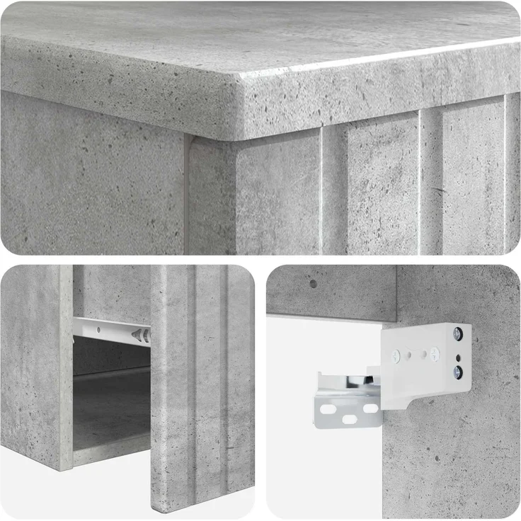 vidaXL Wandmontierter Waschbeckenunterschrank Betongrau 890615 – Bild 5