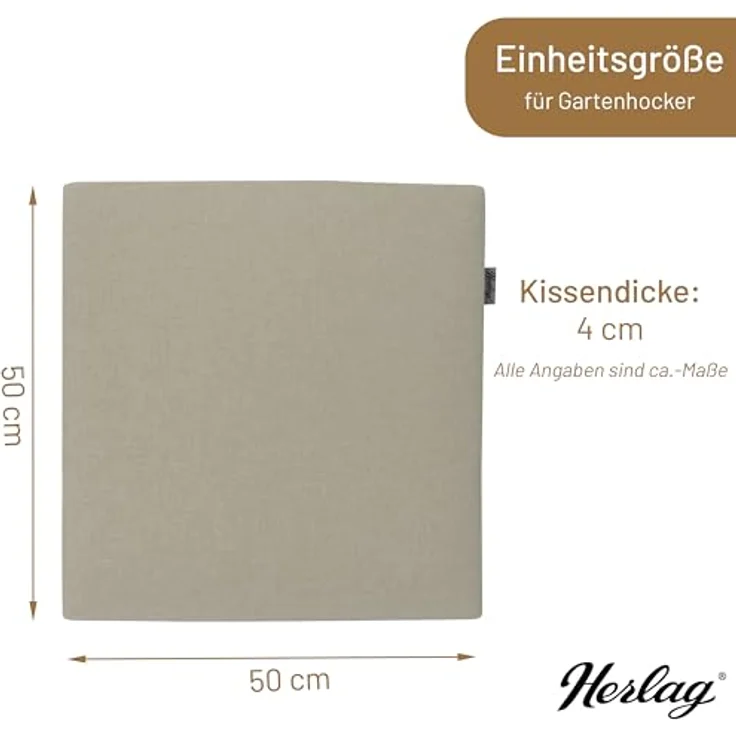 Herlag Hockerauflage Sunny, Hockerkissen 48x48x4cm Wetterfest Bezug Waschbar – Bild 4