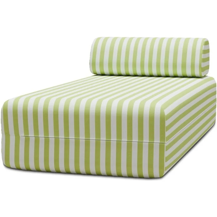 Gestreifte Outdoor-Chaiselongue, weiß und anisgrün – Bild 1