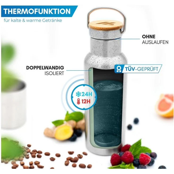 Nordmut Isolierflasche Edelstahl Isolierflasche inkl. Teesieb – Bild 2
