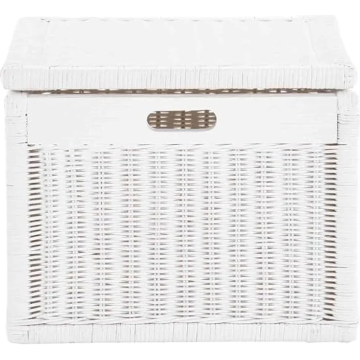 Krines Home Wäschekorb Korb mit Deckel Rattan geflochten Regalkorb, Schrankkorb Aufbewahrung, Kubus Klein – Bild 6