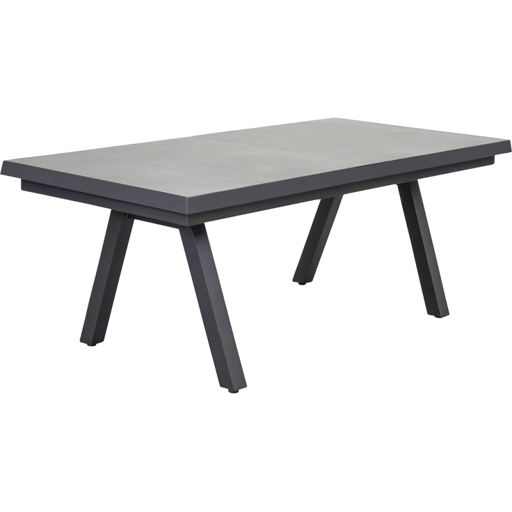 SONDRINO Ausziehtisch 100x200, Tischplatte: Keramik, Beton-Optik schräge Kante,Alu-Gestell anthrazit