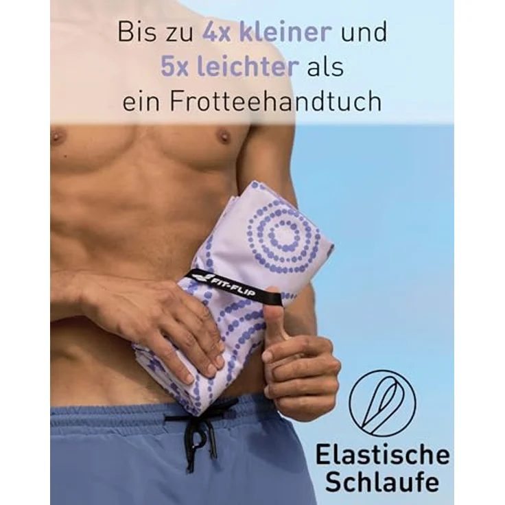 Fit-Flip Strandtuch XXL Mikrofaser, leicht und schnelltrocknend, 100% recycelt, sandfrei und schmutzabweisend, Circles 200x90cm – Bild 5