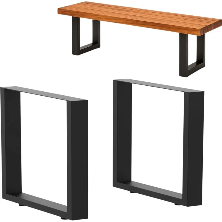 DanDiBo 2x Bankgestell Metall Schwarz 43 x 40 cm Bank Füße Bankbeine 96663 Bankkufen Couchtisch Tisch Beine Tischgestell