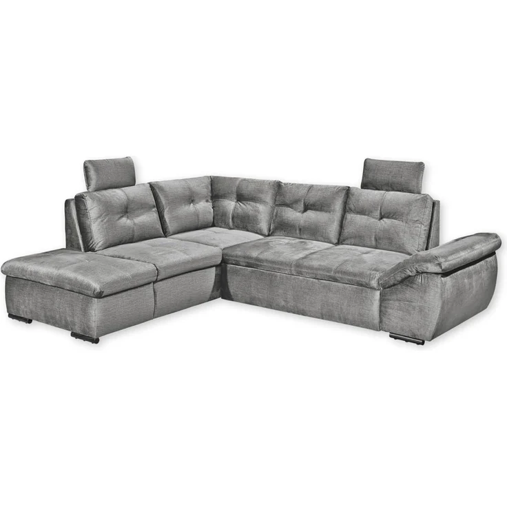 Stella Trading ALIJA Ecksofa mit Schlaffunktion in Grau - Moderne Eckcouch mit Bettkasten und verstellbaren Armlehnen - 265x84 (107) x 217 cm (B/H/T) – Bild 1