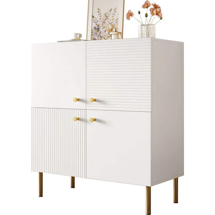 DESVIAE Sideboard mit Stahlbeinen 80x90x36 cm aus MDF Weiß – Bild 7