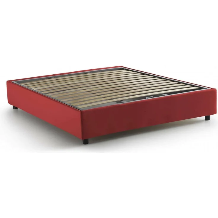 Talamo Italia - Elisa Doppelbett, Bettkasten mit Stoffbezug, 100 % Made in Italy, Öffnung vorne, geeignet für Matratze 160 x 190 cm, Rot – Bild 3