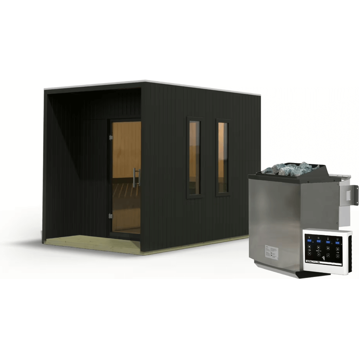 Karibu Saunahaus Laguna mit 9kW Bio-Ofen in zwei Farben erhältlich schwarz – Bild 2