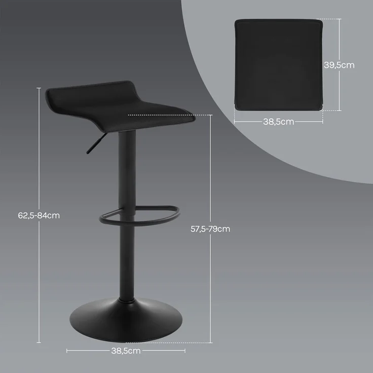 Woltu Barhocker (1 St), Design Hocker stufenlose Höhenverstellung Kunstleder – Bild 3