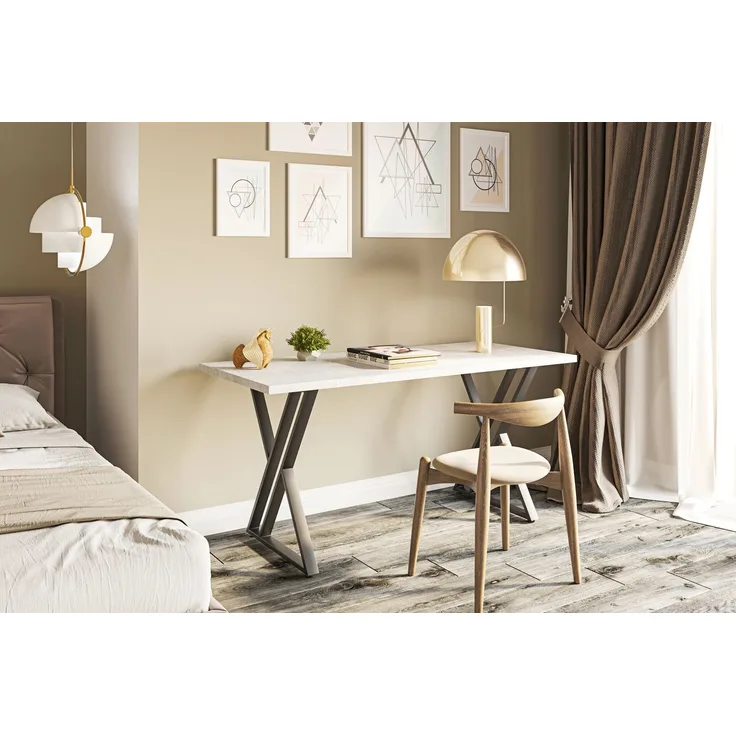 Shefa Esstisch New York 140 cm Beton-Optik Grau Modern Esszimmertisch