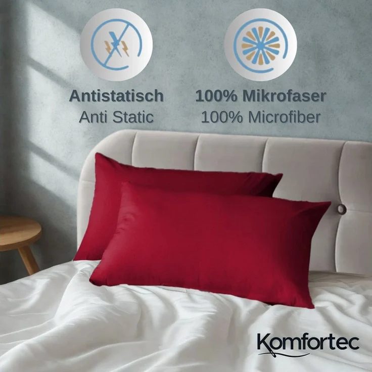 Komfortec Bettwäsche Premium, 135 x 200 bis 220 x 240 cm, 6 verschiedene Größen zur Auswahl, gebürstet 100% Mikrofaser, 3 teilig, Superweiches Bettwäsche-Set, Knitterfrei, Atmungsaktiv – Bild 3
