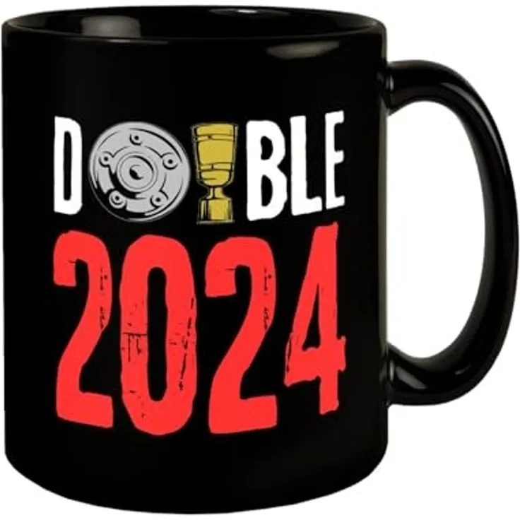 speecheese Tasse Leverkusen Double-Sieger Tasse in Schwarz mit Spruch Double 2024