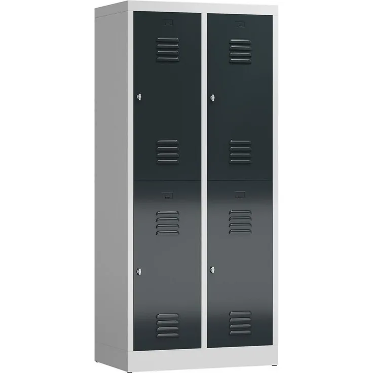 Steelboxx Spind ClassiX Garderobenschrank, 2 Abteile doppelstöckig, 1800 x 800 x 500 (1-St) Komplett verschweißt und montiert, keine Montage erforderlich