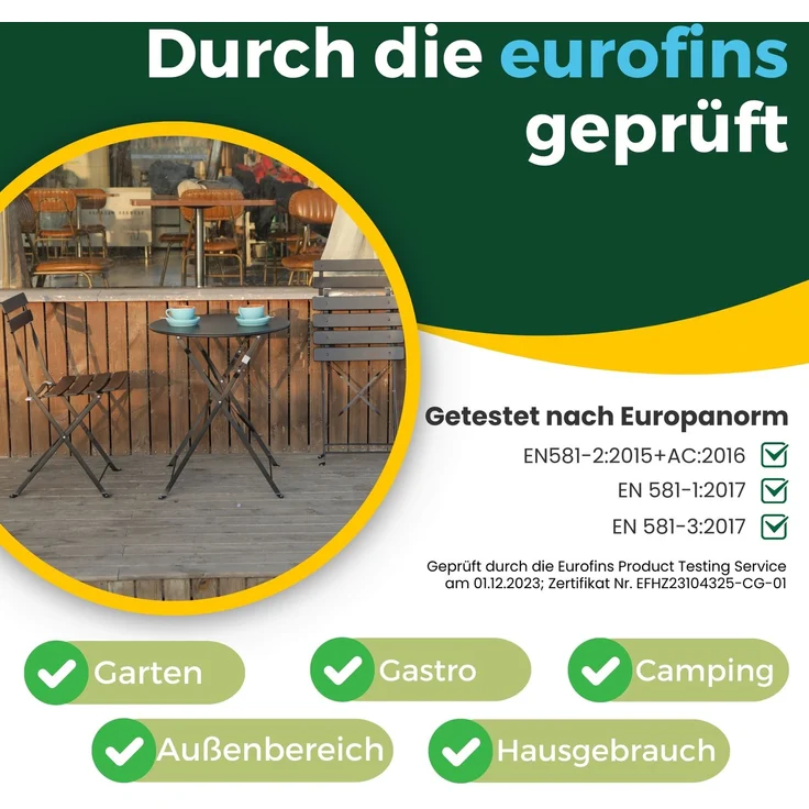 Albatros Bistroset 3-teilig Schwarz – Bistrotisch mit 2 Stühlen – klappbare Stühle und Tisch aus robustem Metall – optimal als Balkonmöbel Set oder Gartenmöbel in modernem Design – Bild 5