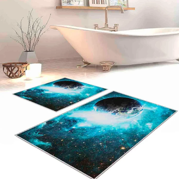 Mijolnir '2Lipbny113' Badematten-Set (2 Stück), Weiß / Blau – Bild 2