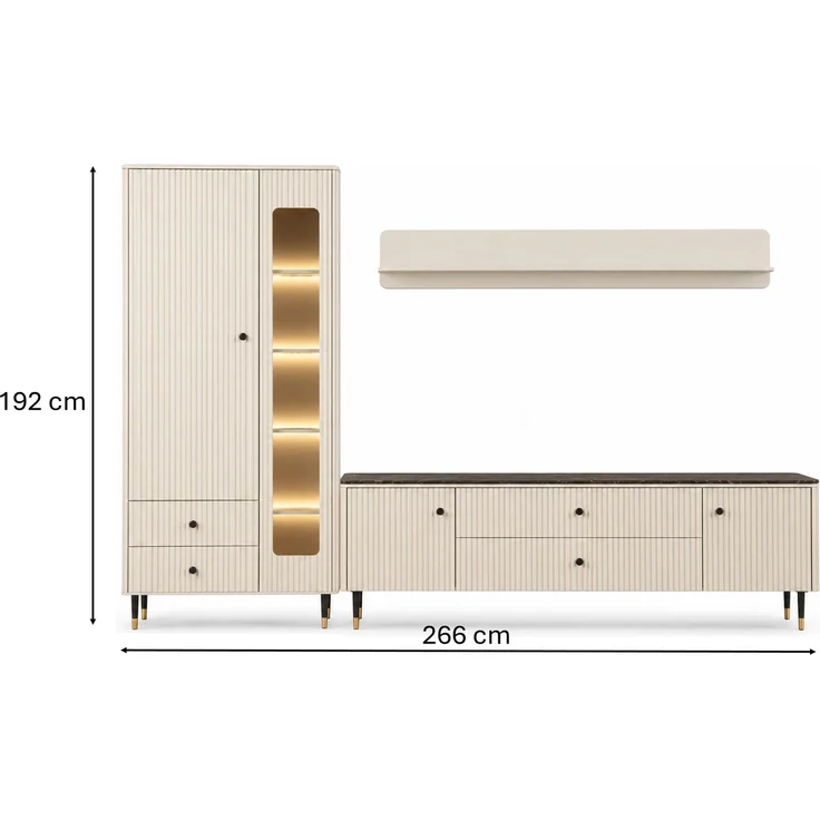 SIERRA Wohnwand Set A 3-teilig, Cashmere/Marmoroptik – Bild 6