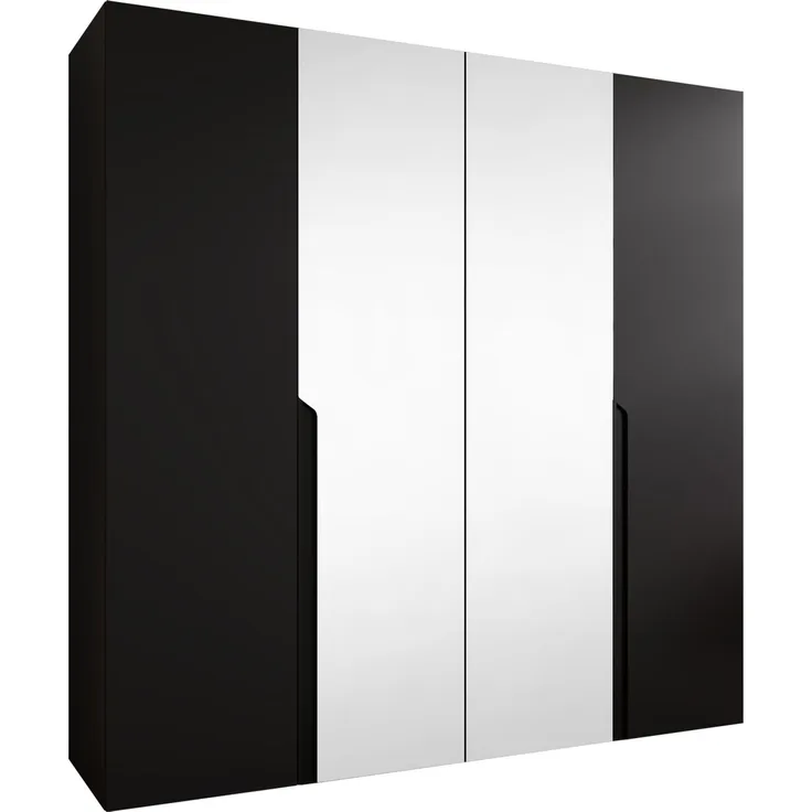 Kleiderschrank Veluna II 200 (Farbe: Schwarz / Schwarz + Schwarz)