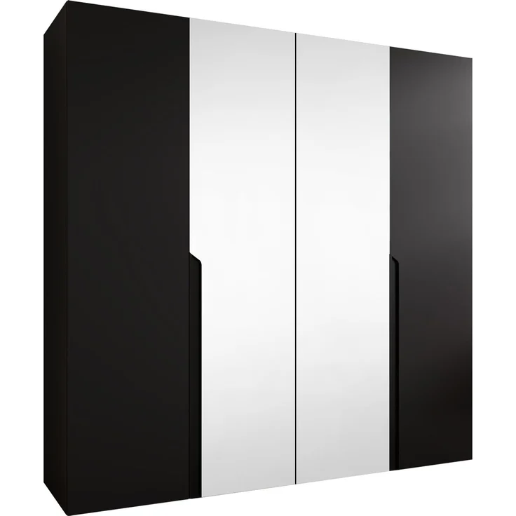 Kleiderschrank Veluna II 200 (Farbe: Schwarz / Schwarz + Schwarz) – Bild 1