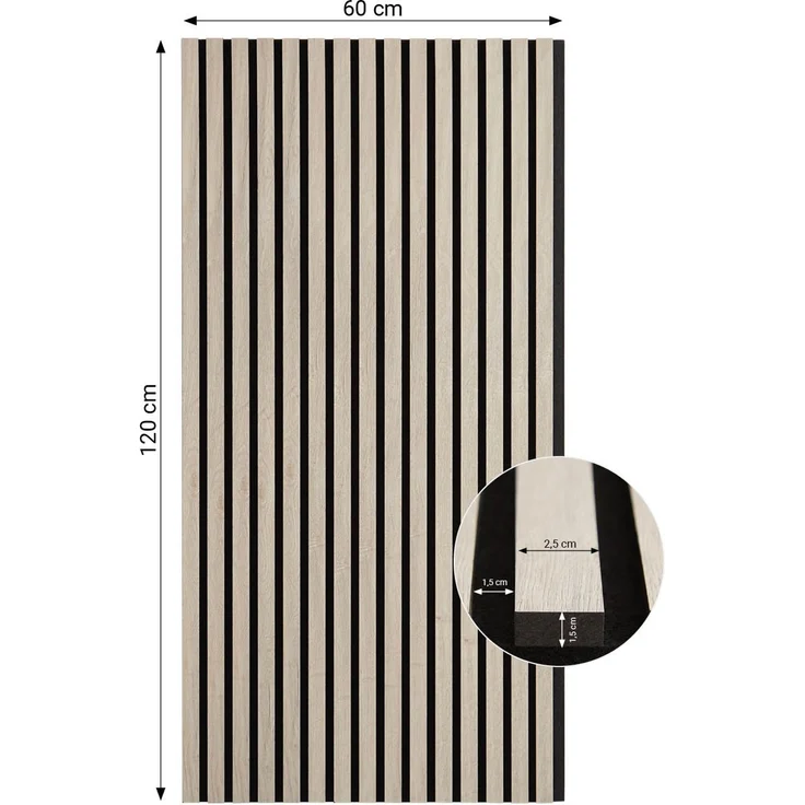 Akustikpaneele Holz 60 x 120 cm 2 Paneele Grau Wandpaneele Deckenpaneele 3D Wandpaneel Wandverkleidung Dekorpaneel – Bild 3