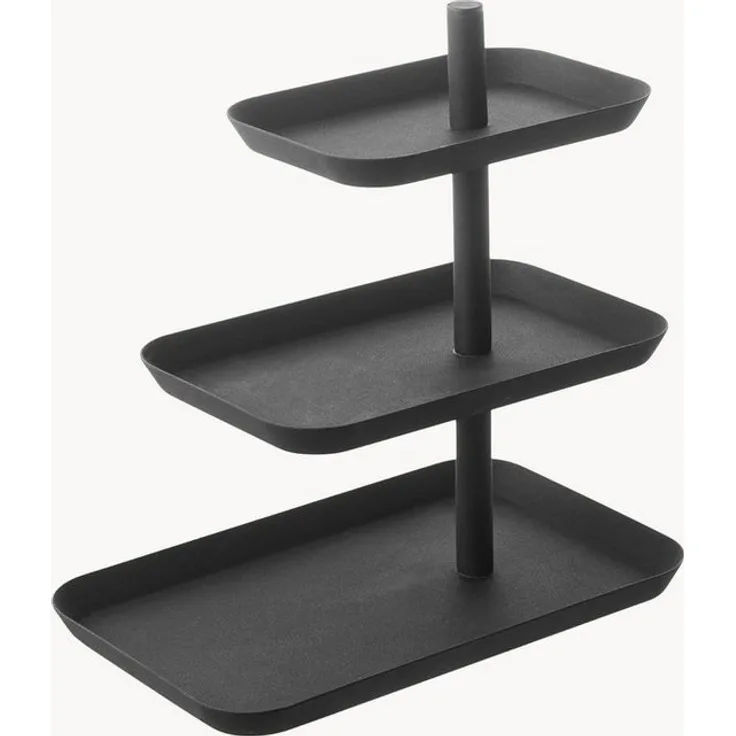 Yamazaki 4281 TOWER Etagere mit 3 Ebenen, schwarz, Stahl, Minimalistisches Design