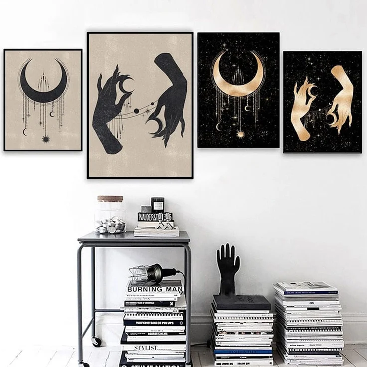 Poster Mond Sterne Gold Schwarz als Deko Print Ohne Rahmen - D / 21x30 cm – Bild 10