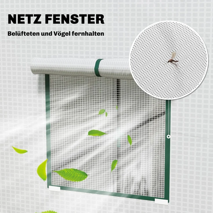 Outsunny Gewächshaus, Polyethylen, Stahl, Weiß, 196L x 77B x 197H cm – Bild 6