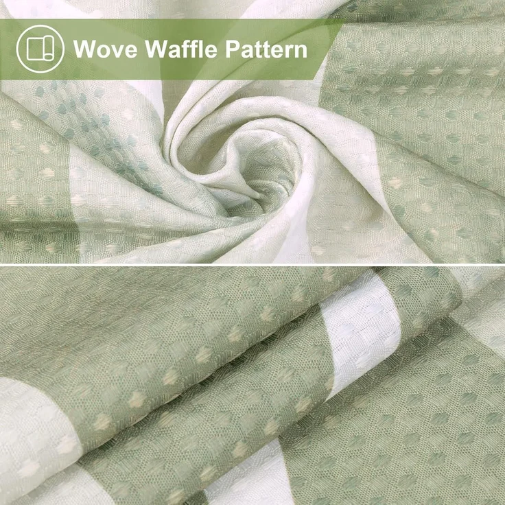 Geometrischer Duschvorhang Stoff Textil Anti Schimmel Vorhang Set 182x182cm Grün – Bild 3