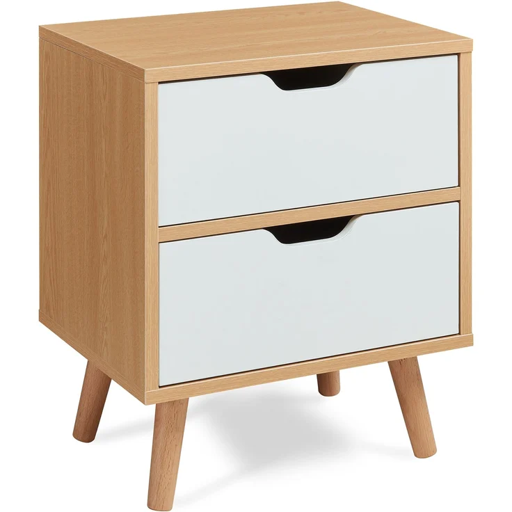 Nachttisch Bordkak mit 2 Schubladen 50x40x30 cm Eicheoptik/Weiß [en. casa] – Bild 5