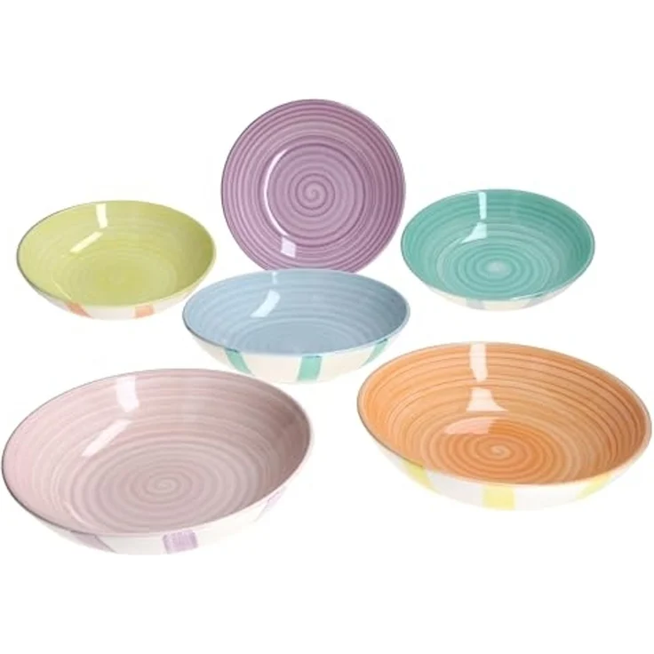 MamboCat Suppenteller Beach Pastello Stripes 6er Set Suppenteller 600ml Steingut pastell – Bild 2