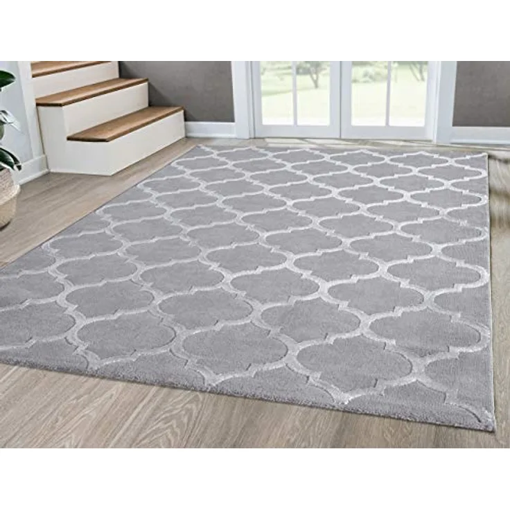 Mia's Teppiche "Anna Wohnzimmer Teppich, Kurzflor, Grau, 080x300 cm