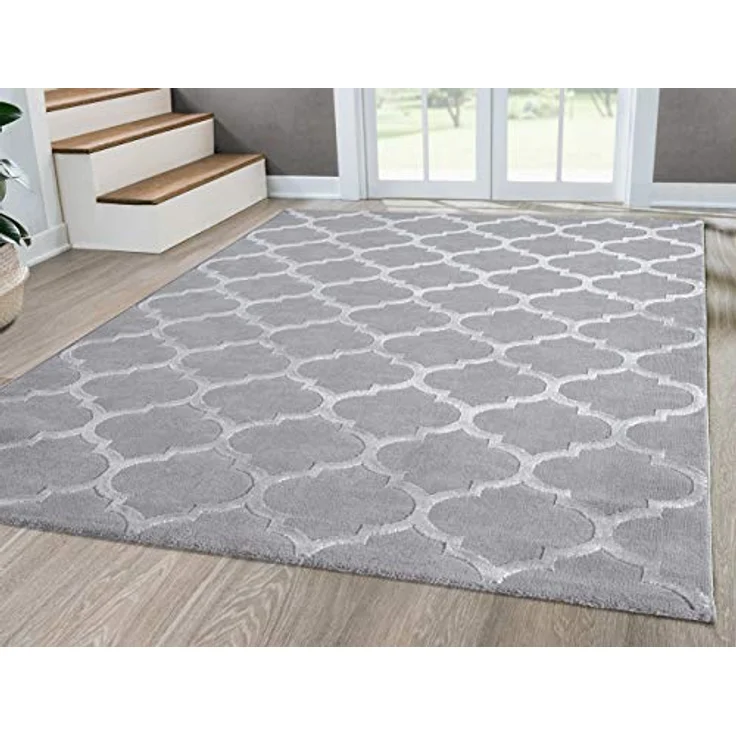 Mia's Teppiche "Anna Wohnzimmer Teppich, Kurzflor, Grau, 080x300 cm – Bild 1