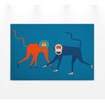 Leinwandbild Affen Blau Orange 90x60 DD120467 Keilrahmenbild Wandbild Leinwand