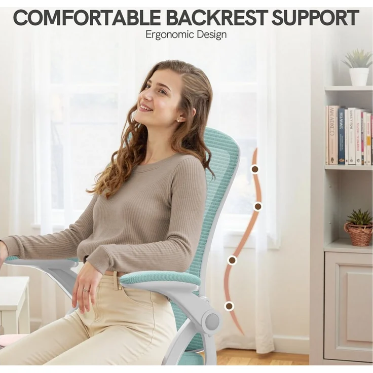 ZAISZE Bürostuhl Bürostuhl – Ergonomischer Sitz – Sessel mit 90° klappbarer Armlehne (Platz sparen), Lordosenstütze – höhenverstellbar – Bild 4