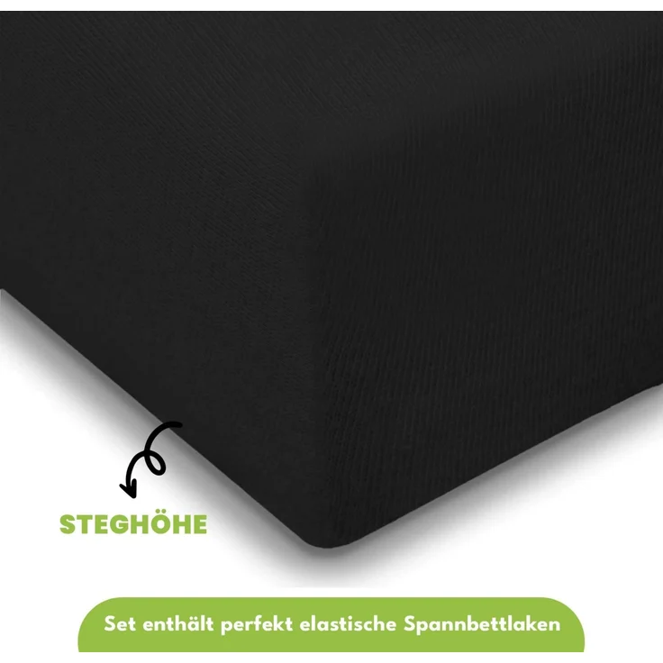 Jersey Spannbettlaken 140-160x200 100% Baumwolle weich bügelfrei komfort Schwarz – Bild 5