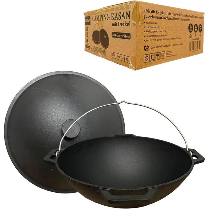 Olymp Handels GmbH Schmortopf Kasan aus Gusseisen 12L mit Henkel Camping Kazan Ø41 cm