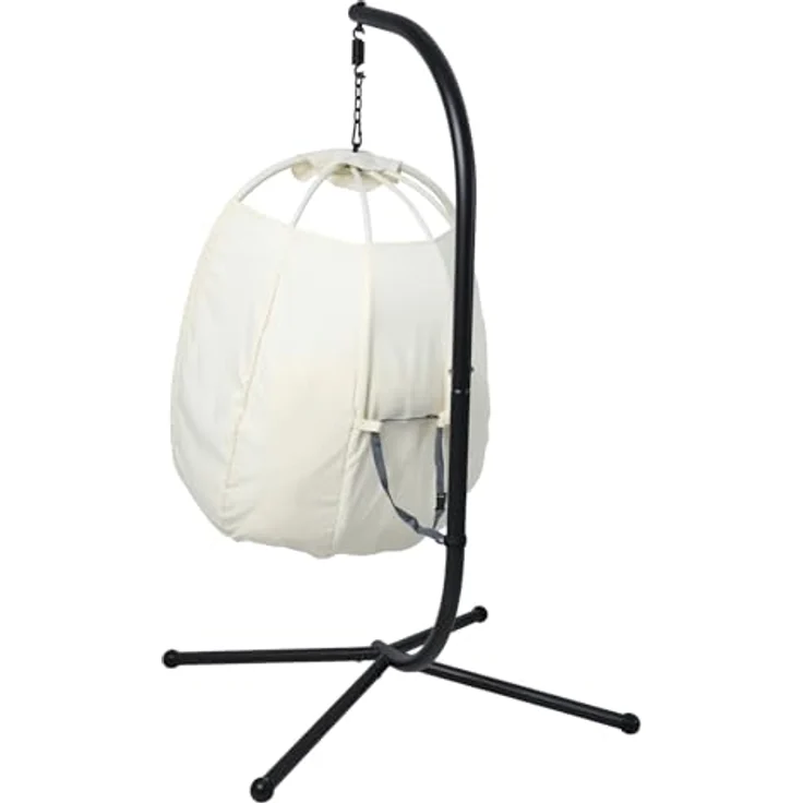 Svita Nelly Hängesessel, Beige, Metall, 1-Sitzer, 105x195x105 cm, für Garten und Indoor, max. Belastbarkeit 120 kg – Bild 5