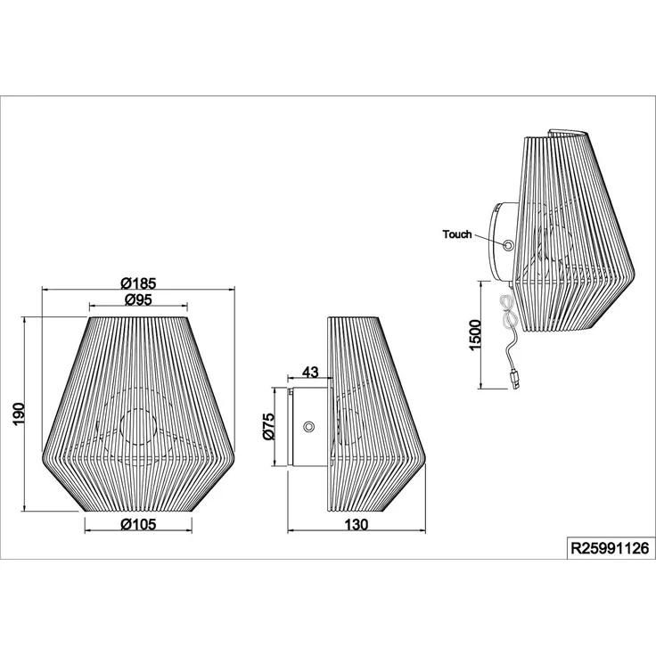 Akku Wandleuchte LIRA per USB aufladbar, Lampenschirm aus Papiergarn, Höhe 19cm – Bild 17