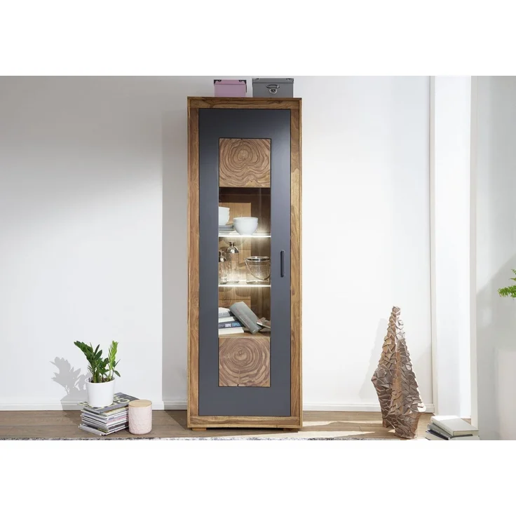 Vitrine Sheesham 66 x 40 x 201 gebeizt TURIN #01 – Bild 3