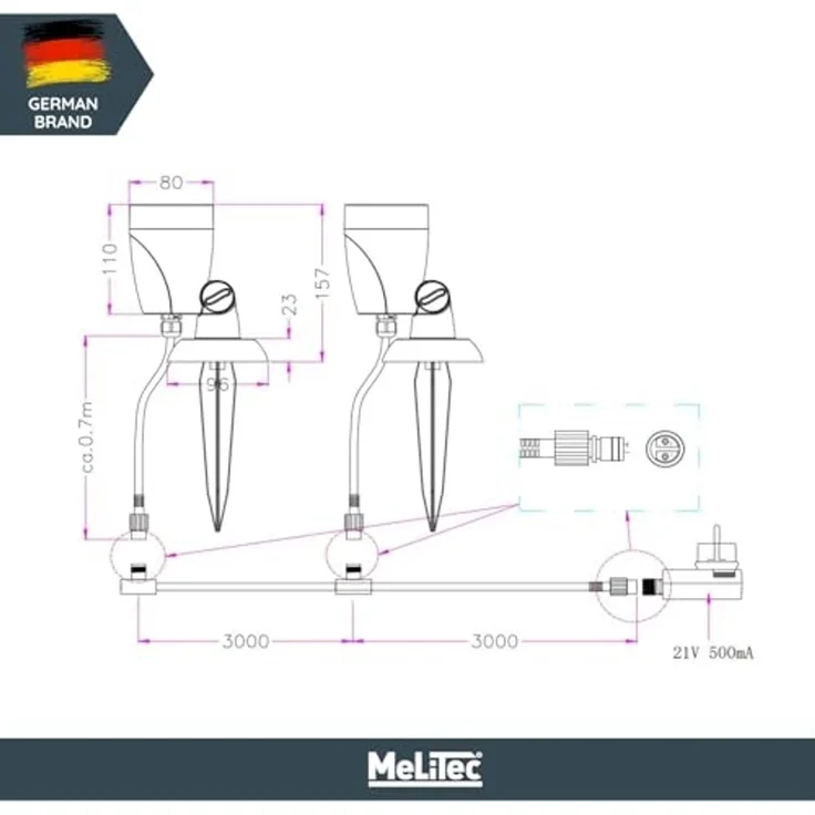 MeLiTec 2er Set Smart LED Garten-Strahler GL24 RGB Spot, anthrazit – Bild 7