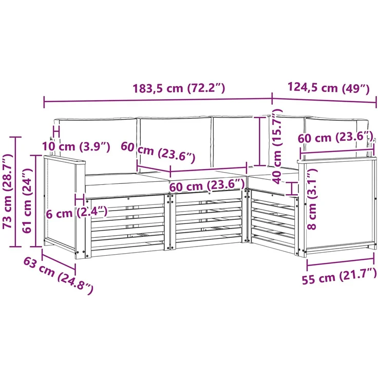 vidaXL Outdoor-Sofagarnitur 4 stk. 4-Sitzer Natur und Creme 3384286 – Bild 7