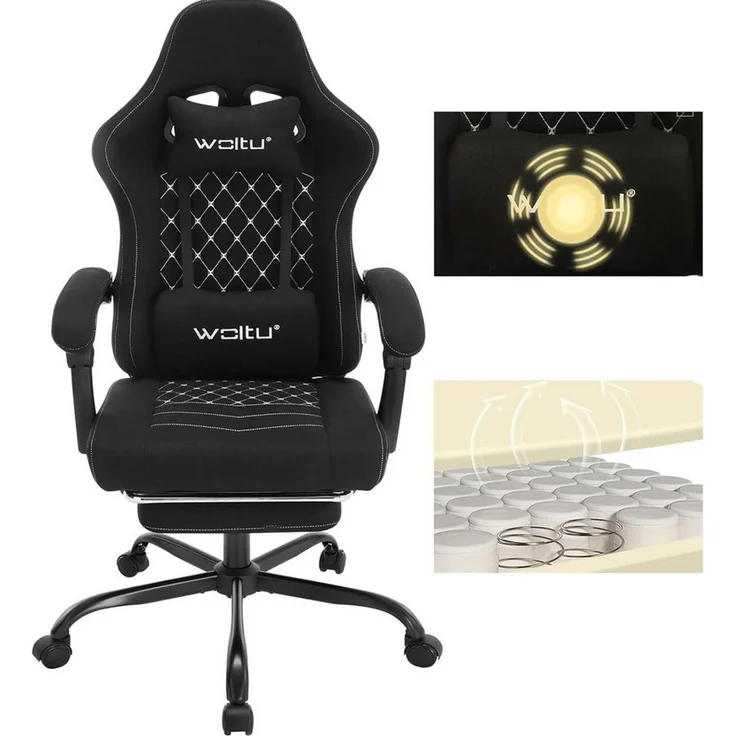 Woltu Gaming-Stuhl (1 St), mit Massagefunktion, ergonomisch, 150 kg, Netzstoff – Bild 1