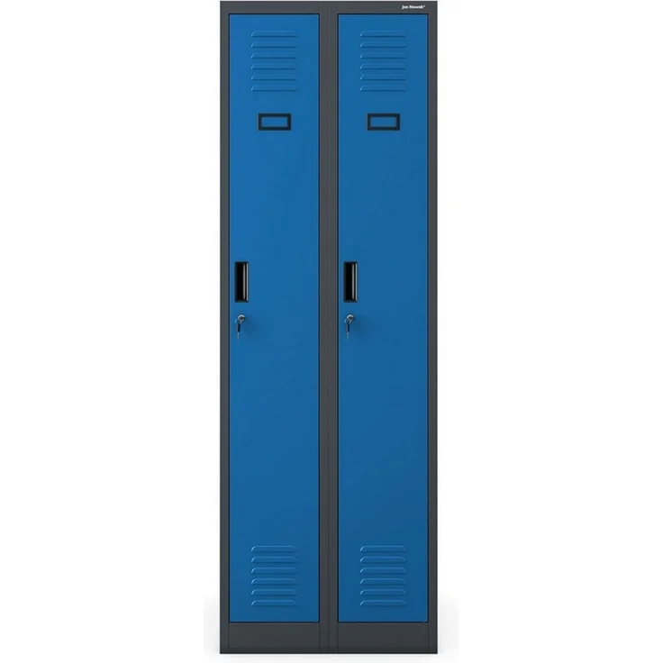 Jan Nowak Spindschrank abschließbar Umkleideschrank Metall Personalschrank Kleiderschrank Spind mit 2 Abteilen Trennwand Kleiderstange Haken Namensschild Lüftung, 180 x 60 x 50 cm – Bild 3