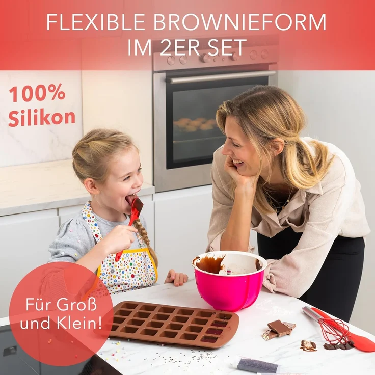 AVANA Backform Silikon Brownieform für 24 Brownies Backblech Kuchen Form Brownie, (2er Set), Antihaftbeschichtung, BPA-frei, Braun – Bild 2