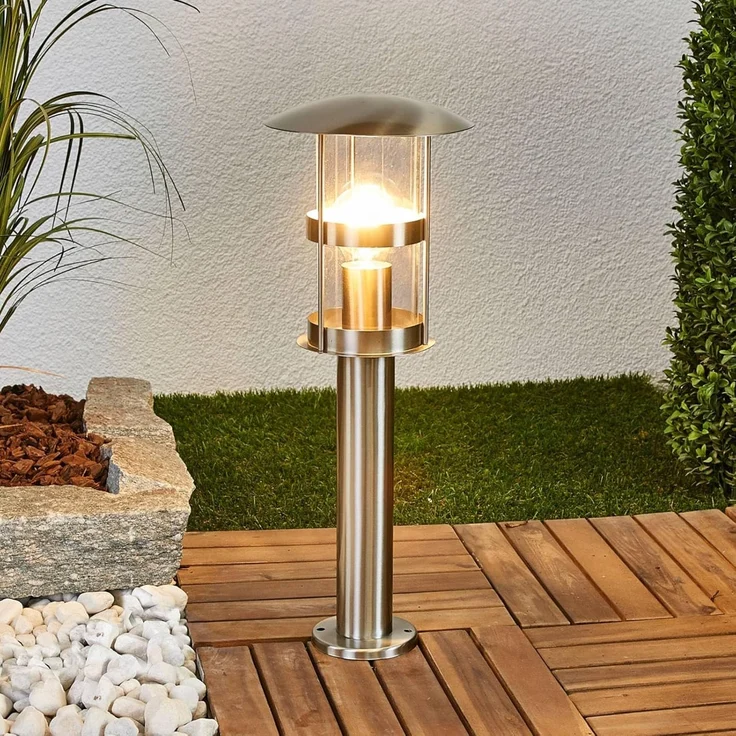 Lindby Außen-Stehlampe Noemi, Edelstahl Alu IP44, 1 x 60 W – Bild 2