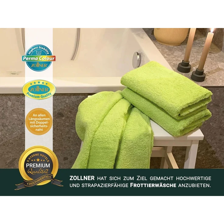 ZOLLNER Duschtücher 3er Set, grün, 70x140 cm, 100% Baumwolle – Bild 5