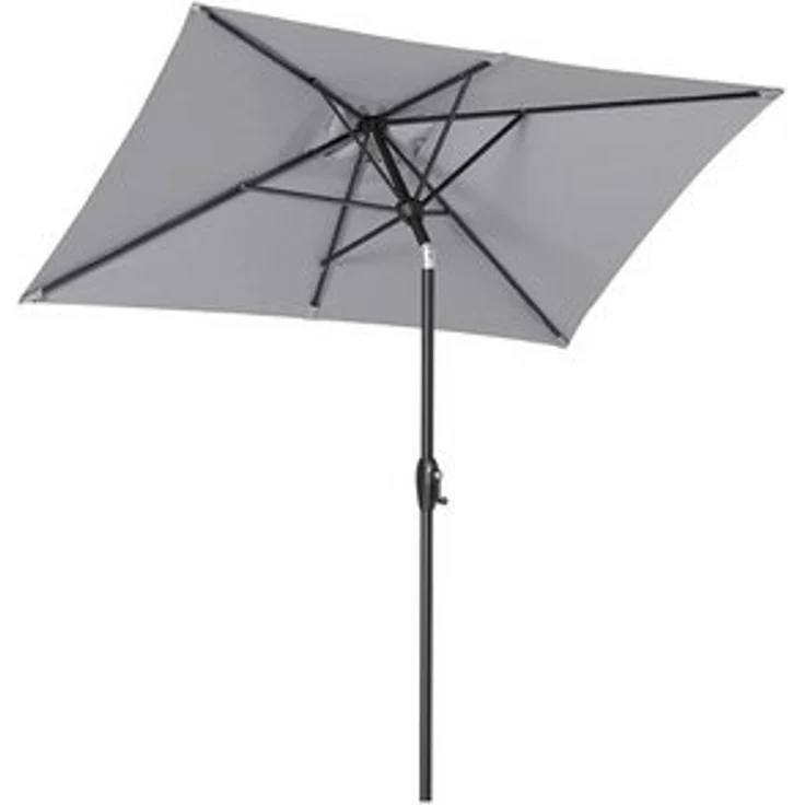 Sekey Sonnenschirm mit Kurbel und UV50+, knickbar, Aluminium hellgrau, 210 x 140 cm – Bild 6