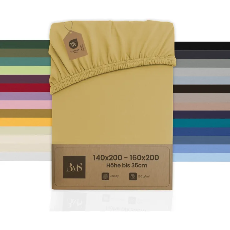 Jersey Spannbettlaken gold 140x200 - 160x200 cm Höhe bis 35cm