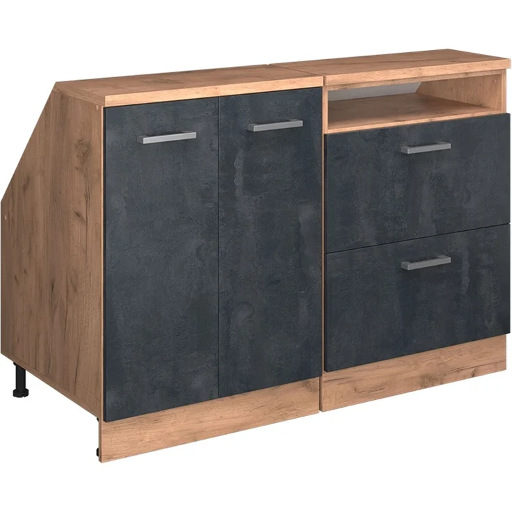 Küchenschrank für Dachschrägen R-Line Schwarz Beton 120 cm 2er Set Schrankkorpuss 60 cm Tiefe Vicco – Bild 1